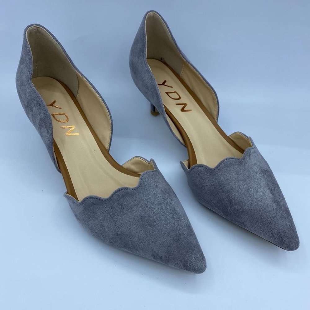 YDN Womens Classic Pointy Toe Kitten Pumps Slip-on